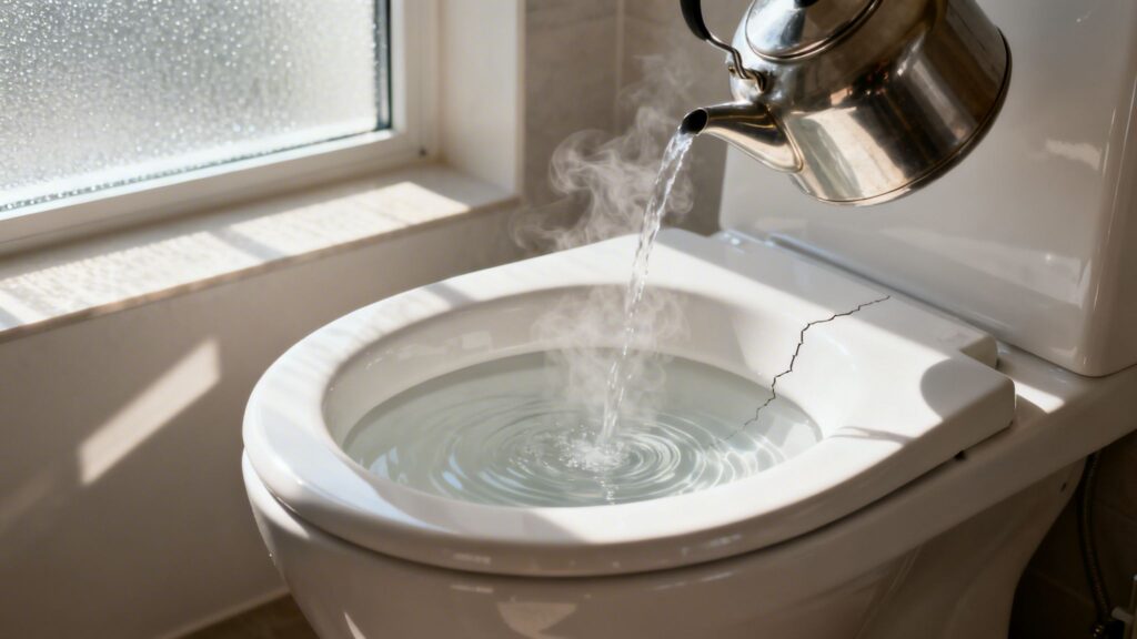 Toilet med varmt vand, klar til rensning, CK Kloakservice.