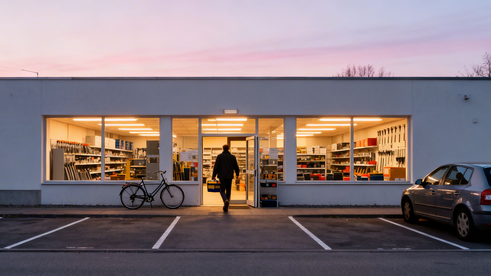 Person, der går ind i Silvan Valby butik ved åbningstid.