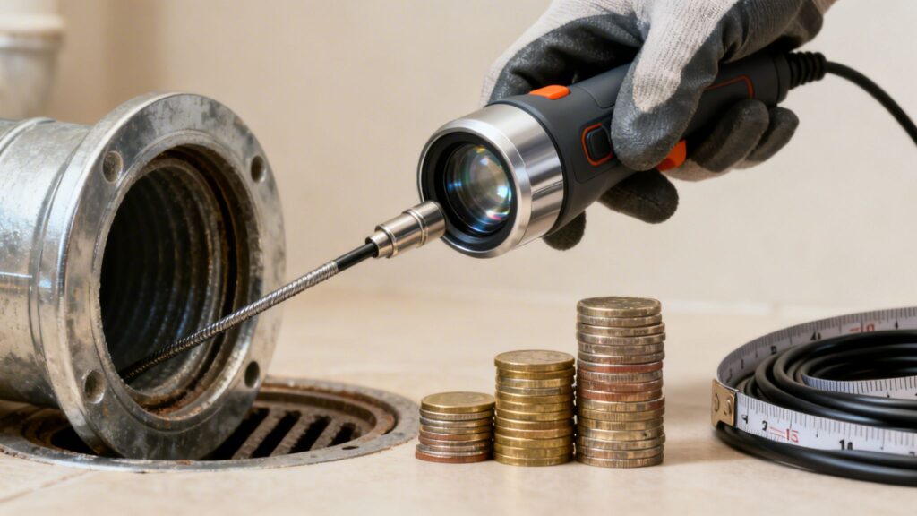 Rørinspektion med kamera til kloakservice og vedligeholdelse.