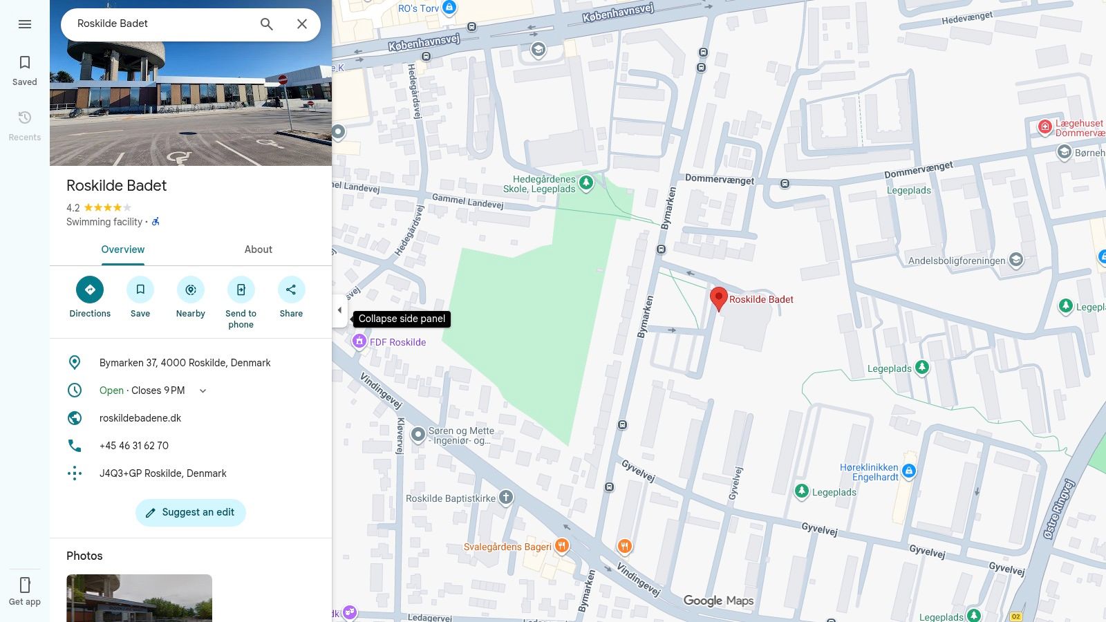 Google Maps – Roskilde Badet