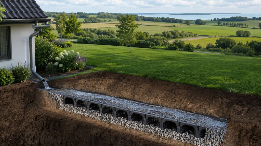 Kloakservice tilslutning i Nykøbing Falster med gravearbejde.