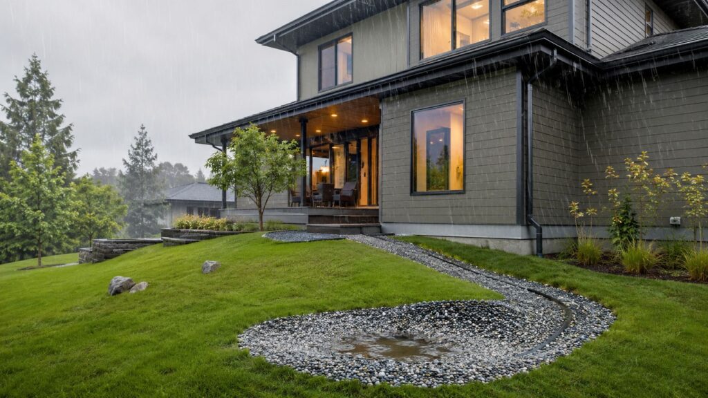 Moderne hus med vandbassin i haven, beliggende i Nykøbing Falster.